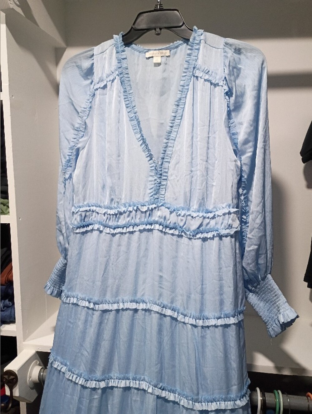 Long Sleeve Tiered Ruffle Lightweight Maxi Dress